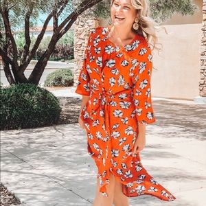 Mello Day red poppy floral dress M